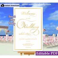 Gold Calligraphy welcome sign template,Gold Calligraphy wedding welcome sign template, (129)